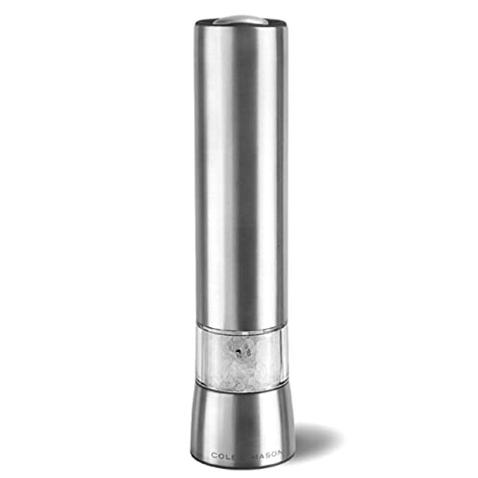 Cole & Mason Hampstead Electronic Salt Mill - Electric Salt Grinder Set - Adjustable Electric Spice Grinder - Kitchen Tool & Gadget - Hand Wash - Stainless Steel