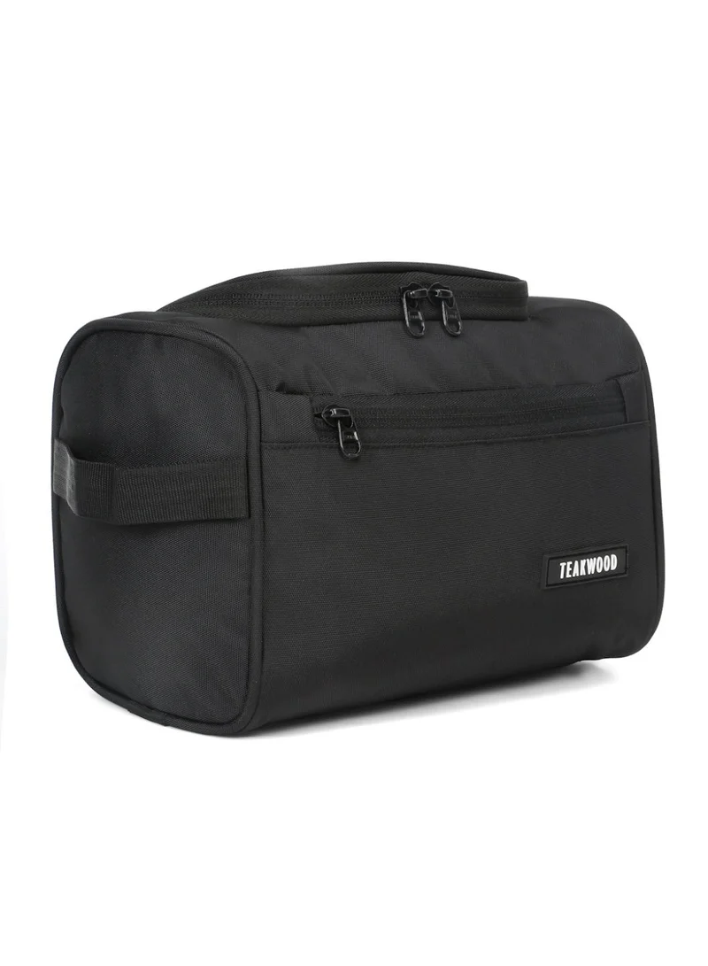 Teakwood Black Teakwood Essentials Black Travel Toiletry Bag | Large Capacity Wash Bag for Men & Women | Water-Resistant | Multi-Compartment | Hanging Hook | Durable Easy-to-Clean Grooming Organizer | Ideal for Travel, Gym & Bathroom Use  | Best Price UAE