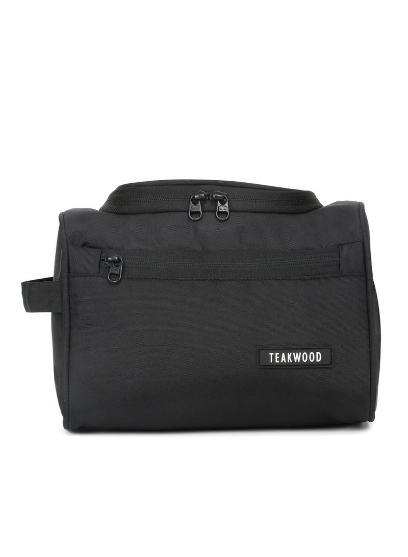 Teakwood Essentials Black Travel Toiletry Bag | Large Capacity Wash Bag for Men & Women | Water-Resistant | Multi-Compartment | Hanging Hook | Durable Easy-to-Clean Grooming Organizer | Ideal for Travel, Gym & Bathroom Use - Image 4