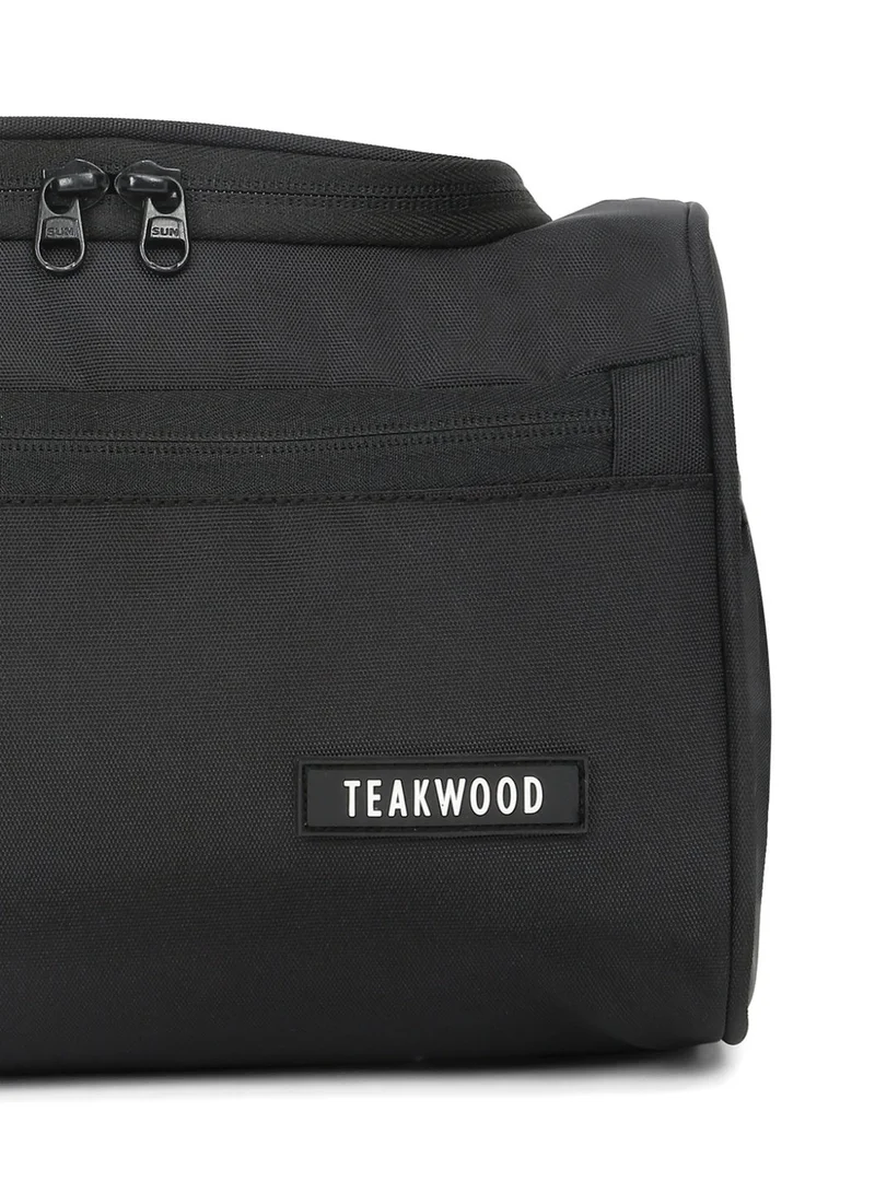 Teakwood Black Teakwood Essentials Black Travel Toiletry Bag | Large Capacity Wash Bag for Men & Women | Water-Resistant | Multi-Compartment | Hanging Hook | Durable Easy-to-Clean Grooming Organizer | Ideal for Travel, Gym & Bathroom Use  | Best Price UAE