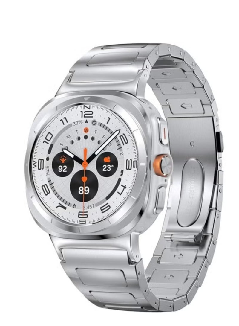 ELTRAZONE Premium Stainless Steel Band for Samsung Galaxy Watch Ultra 47mm (2024) – No-Gap Business Metal Strap, Adjustable and Durable Replacement Wristband for Galaxy Watch 7 Ultra 47mm, Sleek, Elegant, and Comfortable Design for Men – Silver - Image 1