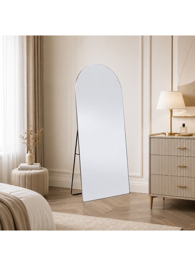 alsaada home Full-Length Free Standing Floor Mirror with Wheels & Metal Frame, 160x50 cm - SILVER - Image 3