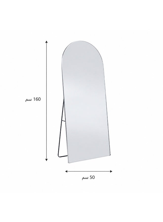 alsaada home Full-Length Free Standing Floor Mirror with Wheels & Metal Frame, 160x50 cm - SILVER - Image 2