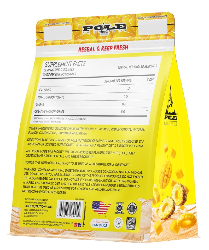 POLE NUTRITION Creatine Gummies 5000mg - Muscle Strength & Performance (Mango Pineapple) - Image 2