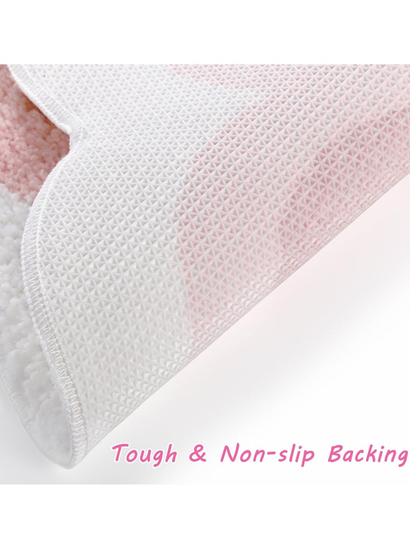 SYOSI سجادة استحمام لطيفة، سجادة زهرة وردية، سجادة غير قابلة للانزلاق، سجادة ماصة للمياه، سجادة ناعمة قابلة للغسل في الغسالة، سجادة دائرية غير قابلة للانزلاق لأرضية الحمام وغرفة النوم (24x24 بوصة) - Image 5