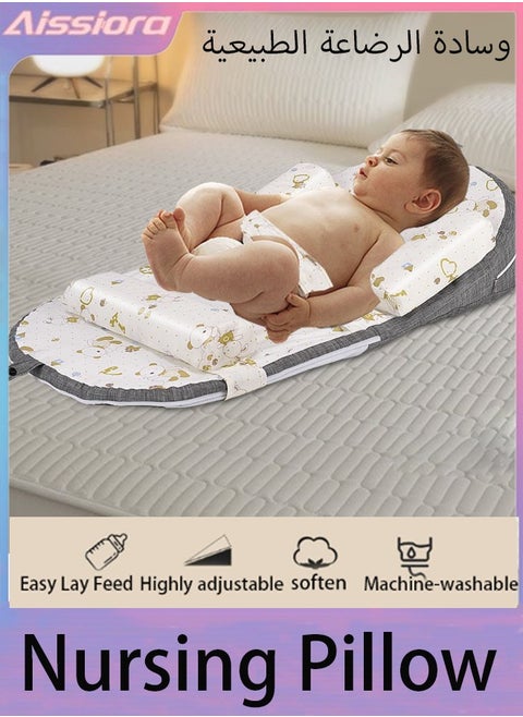 Adjustable Nursing Pillow for Breastfeeding Infant Anti-Spit Milk Slope Mat Adjustable Baby Wedge Lounger  Multi-Functional and Multi-Layer Posture Support Pillow