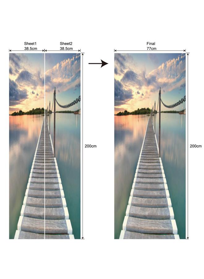 Bluejw Landscape Series Decorative Stickers Simulation Door Stickers Removable Waterproof Bedroom Living Room Renovation Pvc Wall Stickers A Generation Of Hair - Image 1