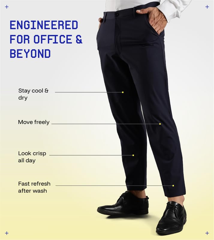 BLUE TYGA Ultimate Office Joggers for Men | Comfortable Tailored Fit Trousers for Office or Casual Wear | Wrinkle Resistant & Quick Dry Blue - Image 3