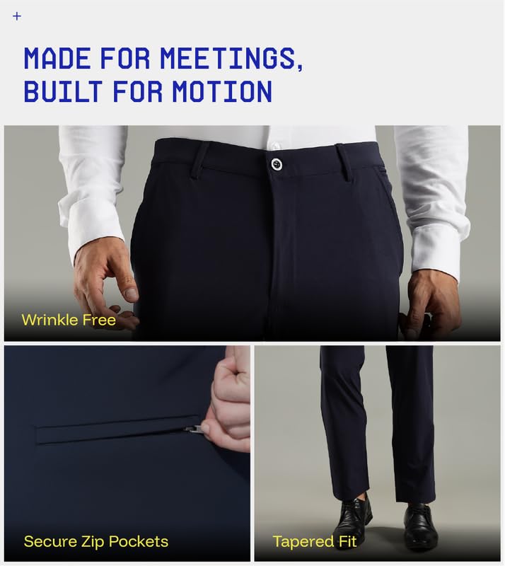 BLUE TYGA Ultimate Office Joggers for Men | Comfortable Tailored Fit Trousers for Office or Casual Wear | Wrinkle Resistant & Quick Dry Blue - Image 5