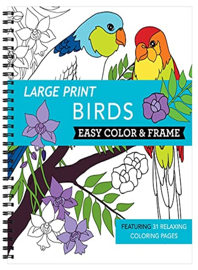 Large Print Easy Color & Frame Birds Adult Coloring Book by New Seasons - Publications International Ltd Paperback 
