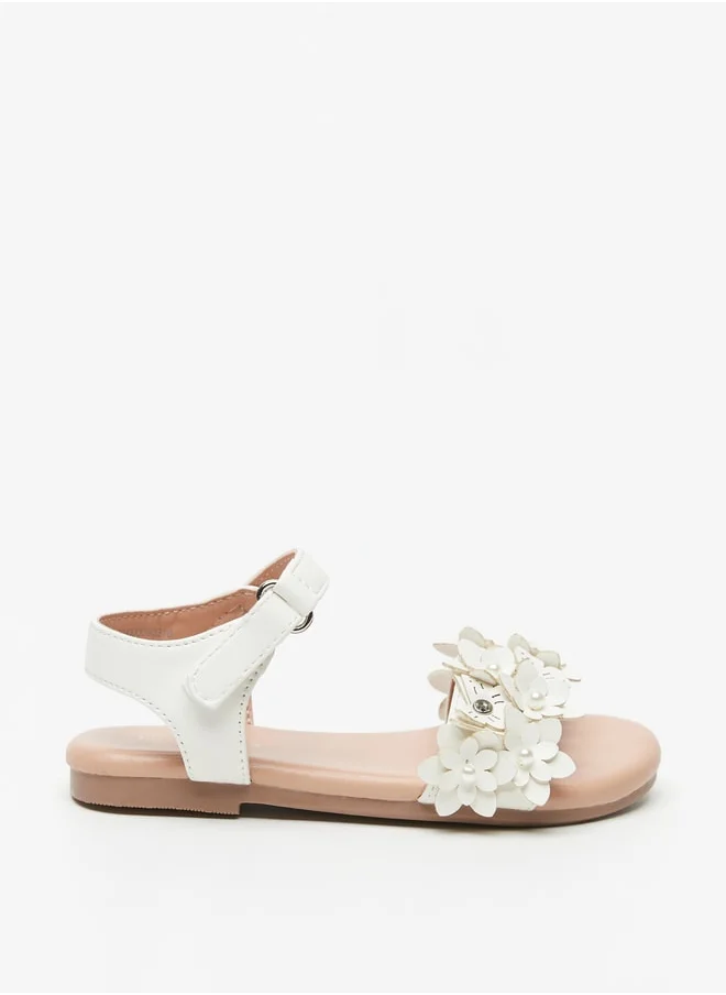 Flora Bella By Shoexpress Girls Embellished Sandals with Hook and Loop Closure