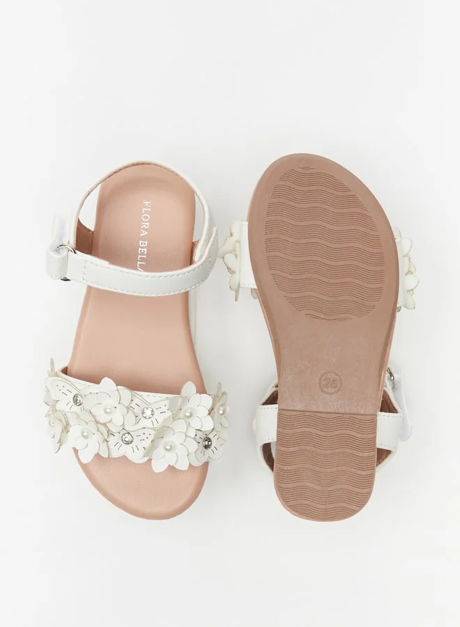 فلورا بيلا من شو إكسبرس Girls Embellished Sandals with Hook and Loop Closure