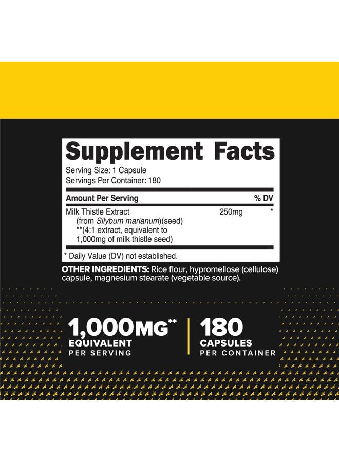 Primaforce Milk Thistle 180 Capsules 1000mg Equivalent - Gluten Free, Non-GMO Dietary Supplement, from 250mg of 4:1 Extract - Image 2