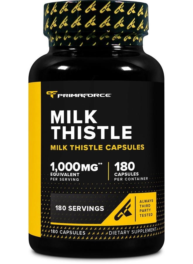 Primaforce Milk Thistle 180 Capsules 1000mg Equivalent - Gluten Free, Non-GMO Dietary Supplement, from 250mg of 4:1 Extract - Image 1