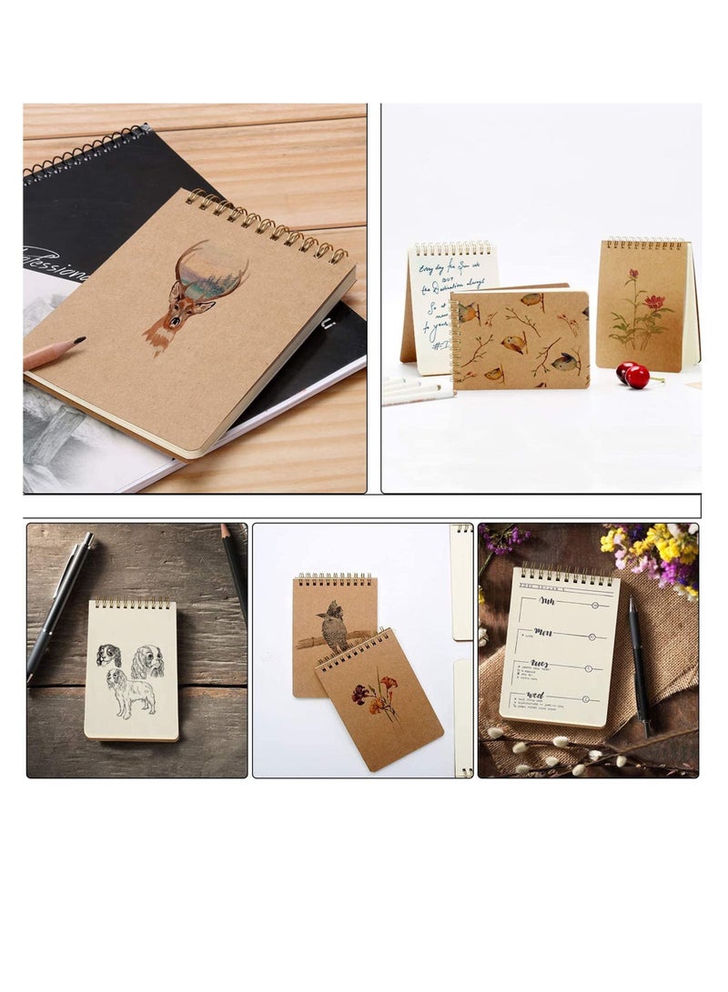 A6 Kraft Cover Notebook, 70 Sheets, Starter Sketch Book and White Cartridge Paper Sketch Pad with Sizes for Mixed Media Use, 7 Pack - Image 4