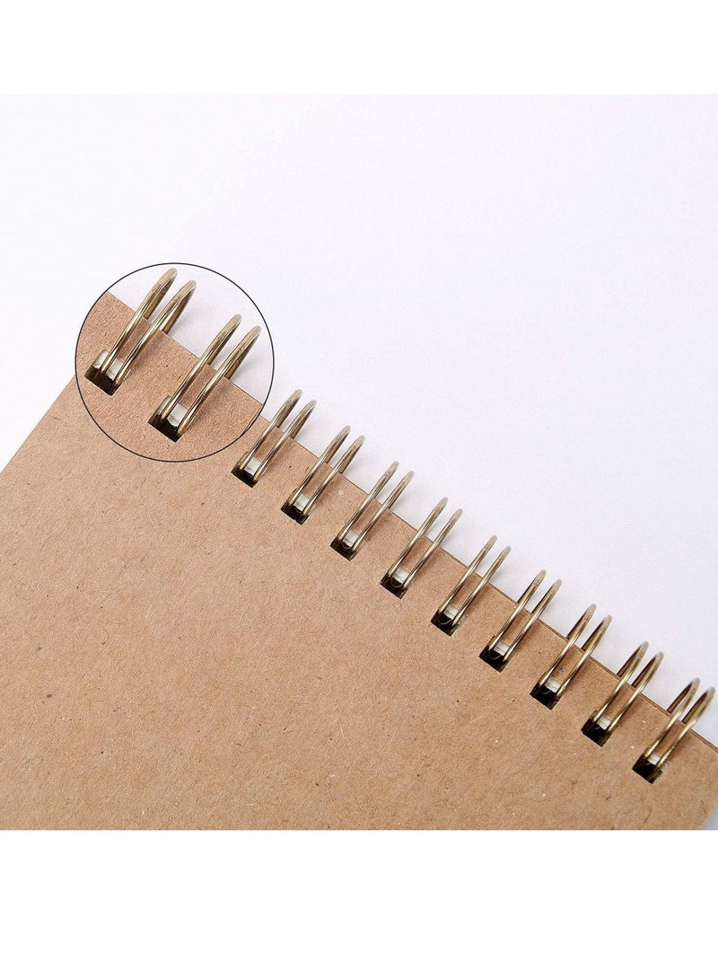 A6 Kraft Cover Notebook, 70 Sheets, Starter Sketch Book and White Cartridge Paper Sketch Pad with Sizes for Mixed Media Use, 7 Pack - Image 5