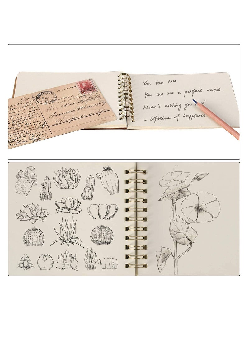 A6 Kraft Cover Notebook, 70 Sheets, Starter Sketch Book and White Cartridge Paper Sketch Pad with Sizes for Mixed Media Use, 7 Pack - Image 3