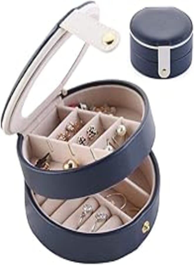 Jewelry Box Multi-Layer Portable Semi-Circular PU Leather Waterproof Moisture-Proof Jewelry Box Travel Small Case Gift for Ladies