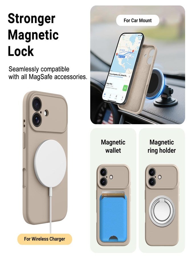 اوتوفلاي جراب OTOFLY المغناطيسي لهاتف iPhone 17، متوافق مع Magsafe، جراب كلاسيكي من السيليكون السائل، زر تحكم مدمج بالكاميرا، بطانة من الألياف الدقيقة مقاومة للخدش، لون بني فاتح - Image 5