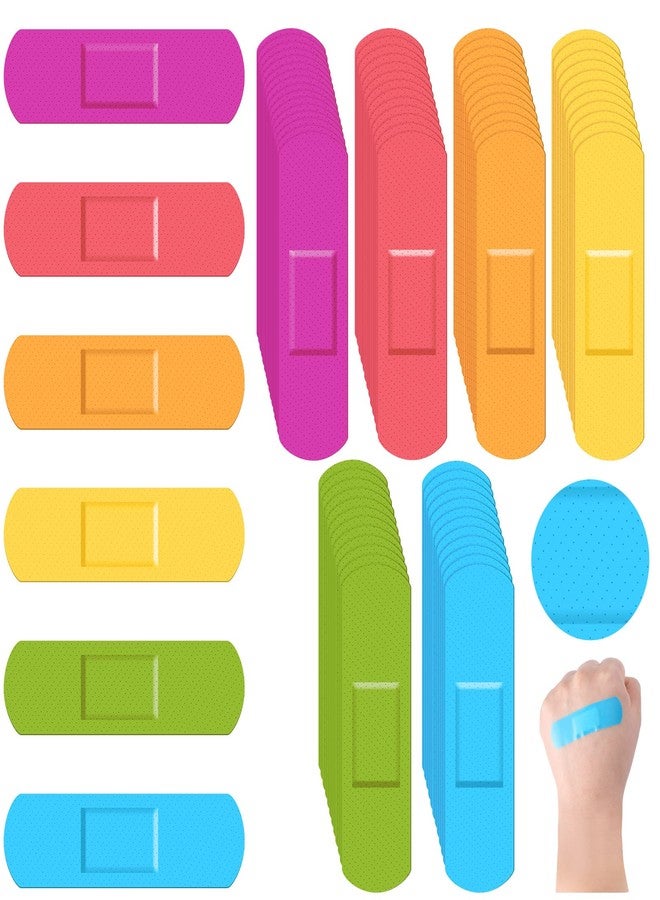 Yinder 120 Pcs Kids Bandages Bulk Colorful Flexible Bandages Neon Waterproof Breathable Strip Protect Cuts and Scrapes for Children Toddlers, 2.83'' x 0.75'' - Image 1