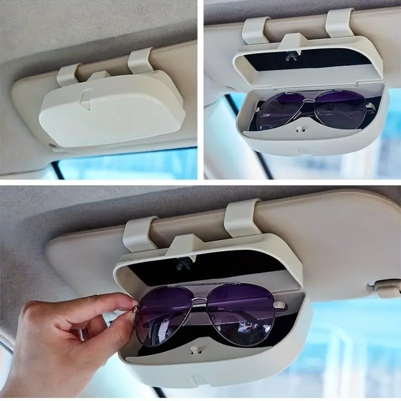 KANISYA Universal Car Visor Sunglasses Case Holder, Plastic Eyeglasses Clip Storage Case Holder Organizer, Sun Visor with Hidden Magnetic Car Sunglasses Organizer Suit for All The Vehicle Models - Image 1