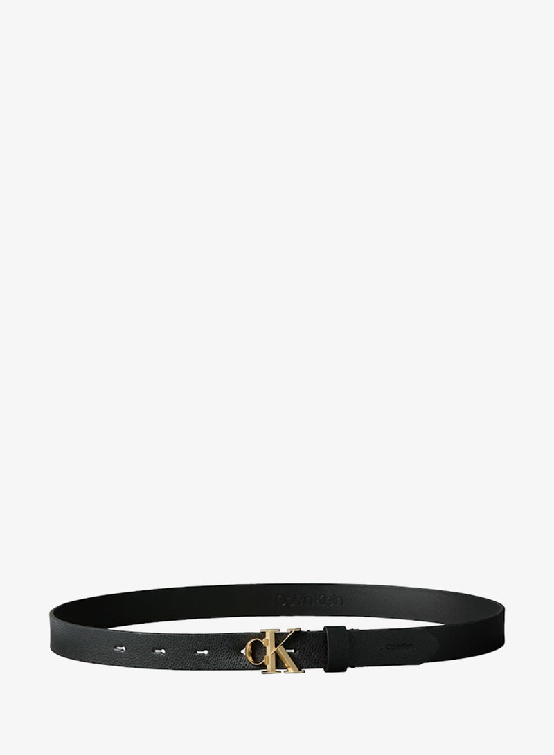 CALVIN KLEIN Pebble Grain Leather Monogram Buckle Belt - Image 1