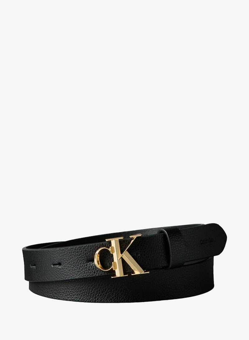 CALVIN KLEIN Pebble Grain Leather Monogram Buckle Belt - Image 2