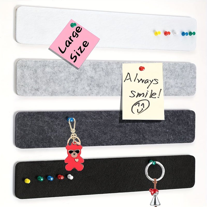 Velvet Bulletin Board 4 Large Cork Boards with 35 Push Pins Black Gray White Self Adhesive - Image 1