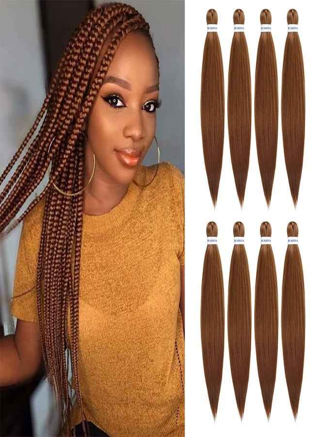 ROSDINA Pre-stretched Braiding Hair - 26 Inch 8 Packs Brown Super Long Braiding Hair For Twist or Box Braids, Yaki Texture Hot Water Setting Synthetic Braiding Hair Extensions (26 Inch, #30-8P) - Image 1