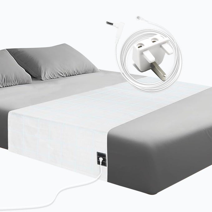 SILVER FIBER GROUNDING SHEET SOFT EARTHING BED SHEET CONDUCTIVE GROUNDING MAT EARTHING UK WITH 15FT CORD ORGANIC COTTON SLEEP THERAPY 99X203CM