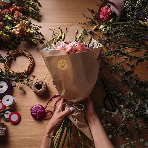 Hybsk 500pcs 1.5 Inch Kraft Handmade with Love Stickers with Red Heart for Small Business Baked Packaging (Type 1) - Image 5
