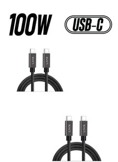 Livx Dual Pack Solid 100W 5A Type C To Type C Pd 2.0 5 Gbps 2 Meter Fast Charging and Data Cable Space Gray  - Image 1