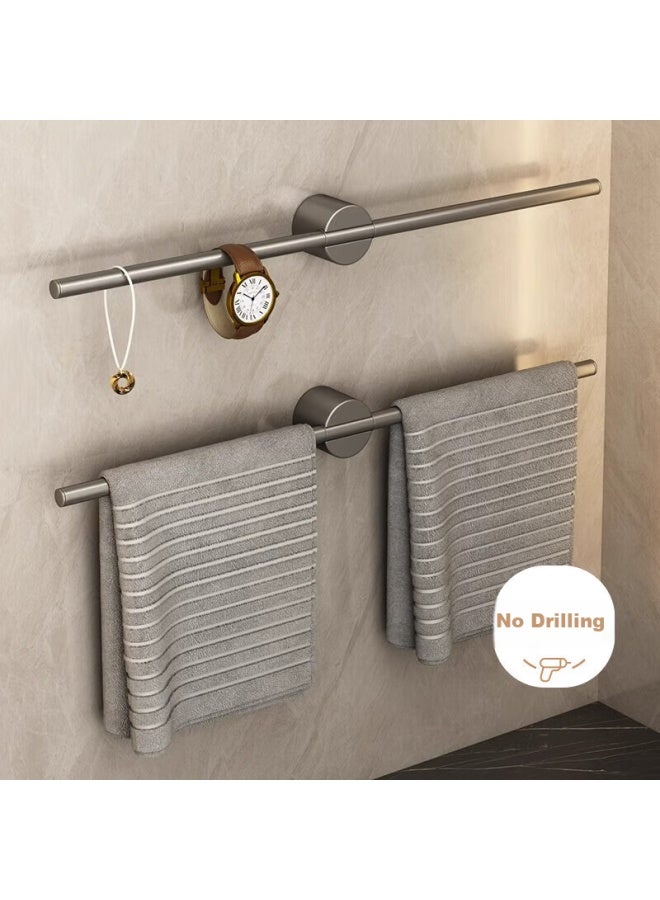 Muya Bathroom Towel Rack, No Drilling Required, Towel Hanger, Minimalist Luxury, Internet-famous, Gunmetal Gray, Single Bar, Bathroom Storage Shelf - Image 1