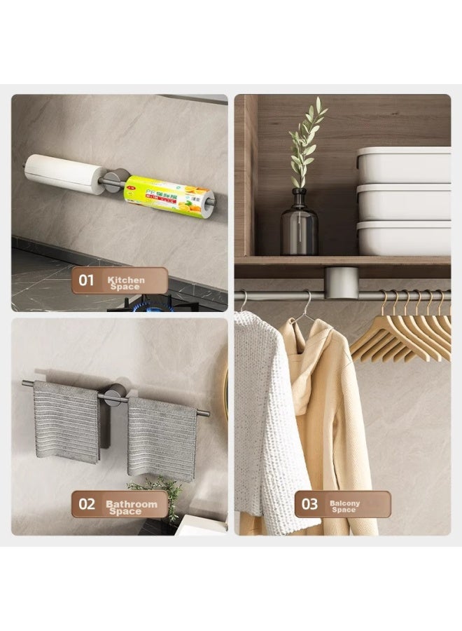 Muya Bathroom Towel Rack, No Drilling Required, Towel Hanger, Minimalist Luxury, Internet-famous, Gunmetal Gray, Single Bar, Bathroom Storage Shelf - Image 2