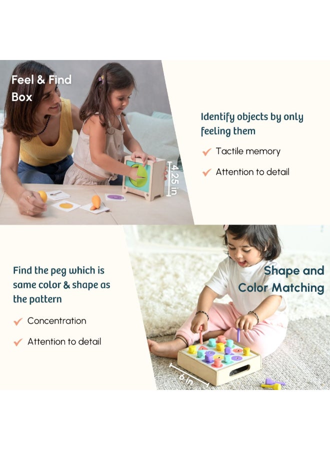 Curious Cub Montessori Learning Wooden Baby Toys Problem Solving, Measuring Skill Children Toys  Montessori Toys For 2+ Year Old  Fine Motor And Memory Skills  Baby Gift Set - Image 3