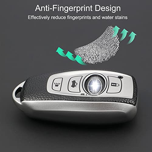 Cacacar Subaru Key Fob Cover, Premium Soft TPU Leather Full Cover Protection Case for Subaru Forester Outback BRZ Legacy CrossTrek Smart Key Protector, Silver - Image 5