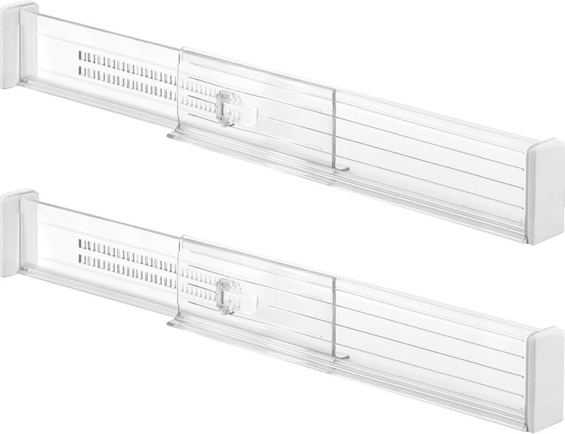 iDesign Linus Adjustable Drawer Divider Set of 2 Clear Expandable Drawer Organizer for Kitchen Bathroom Office Storage Plastic Drawer Separator for Utensils Makeup Clothes Organization - Image 5