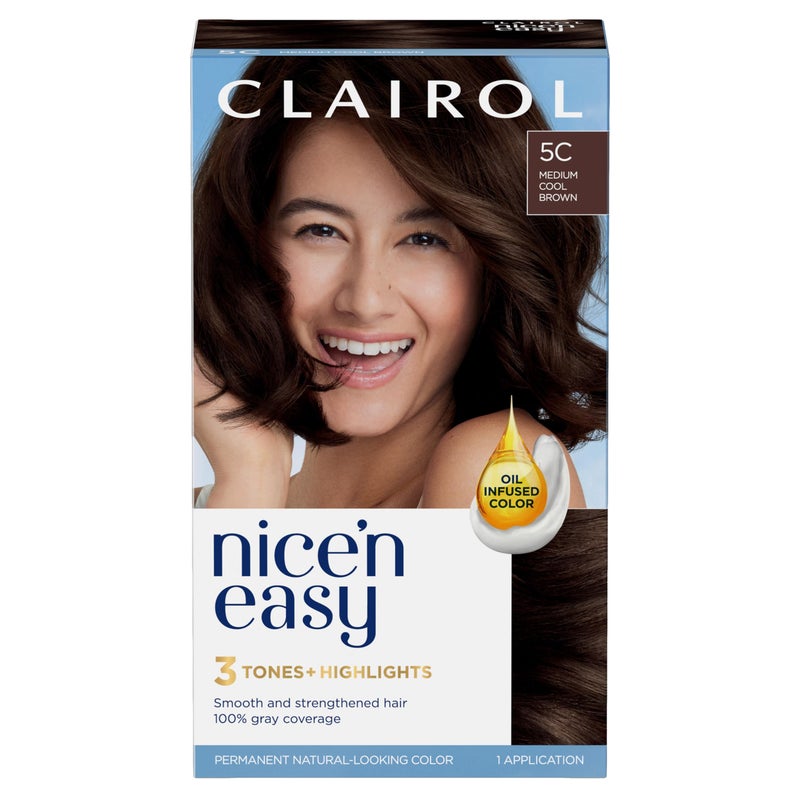 Clairol Nice'n Easy Permanent Hair Dye, 5C Medium Cool Brown Hair Color, Pack of 1 - Image 1