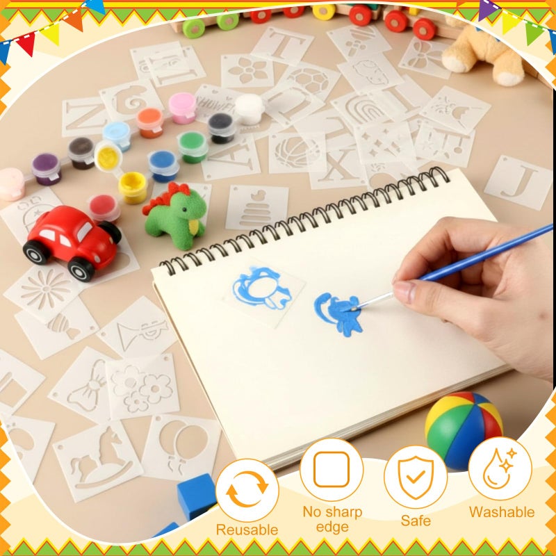 Fainne 100 Pcs Small Stencils for Crafts, 1.5 Inch Reusable Painting Stencils Painting Crafts Templates for Wood, Wall, Home Decor, Canvas, Fabric(Letter, Baby Shower) - Image 3