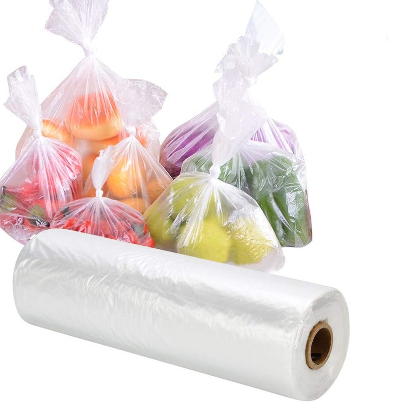 RyhamPaper Food Storage Bags 1 Roll 16 x 20 Plastic Produce Bag on a Roll Fruits Vegetable Bread Food Storage Clear Bags 350 Bags