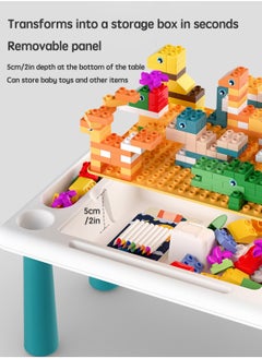 LOOPITYS Equipped with a set of 300 compatible large block children's desks and chairs, game block style children's desks and chairs, children's activity tables with storage space, and children's STEM toys  - Image 2