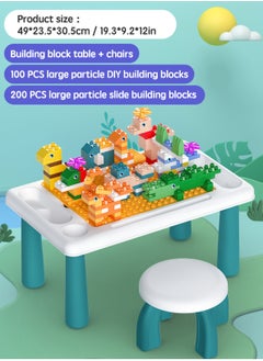 LOOPITYS Equipped with a set of 300 compatible large block children's desks and chairs, game block style children's desks and chairs, children's activity tables with storage space, and children's STEM toys  - Image 4