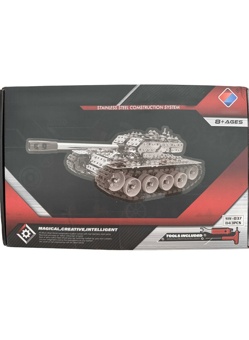 🚓 DIY Metal Tank Toy Kit – 843PCS Track Vehicle Building Set for Kids & Teens Ages 8+ | STEM Assembly Play Car with Realistic Details  - Image 1