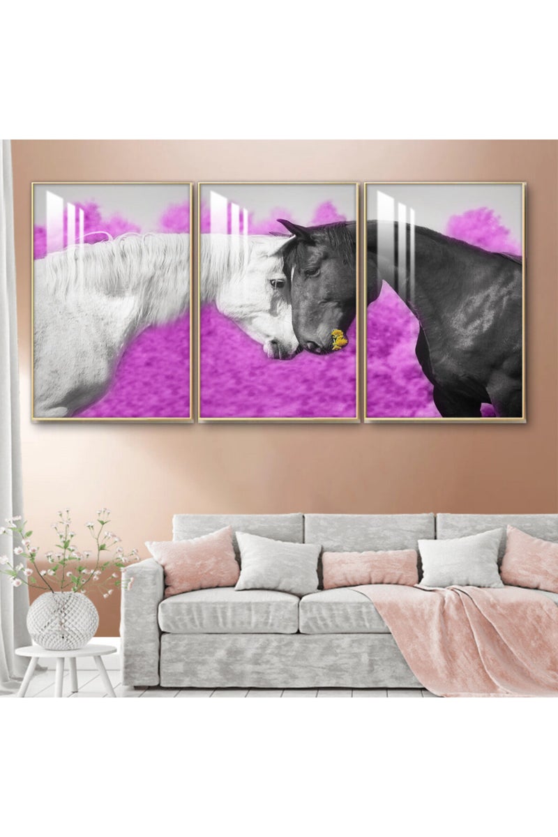 ماركتنا ثلاث لوحات جدارية خشبية بإطار وطبقة أكريليك شفافة - Image 1