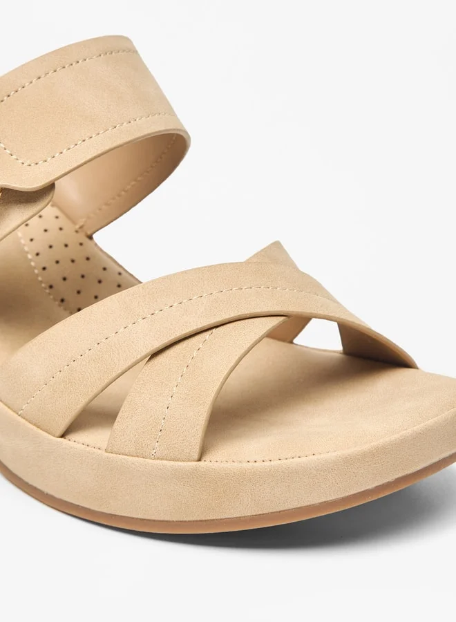 Le Confort Women's Solid Slip-On Cross Strap Sandals