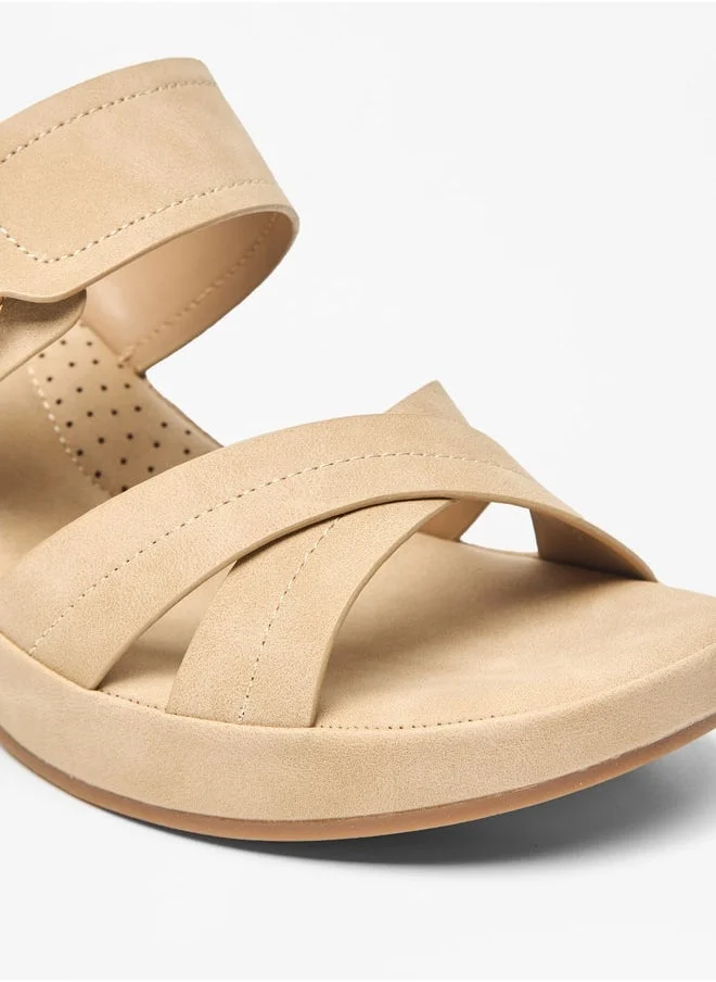 Le Confort Women's Solid Slip-On Cross Strap Sandals