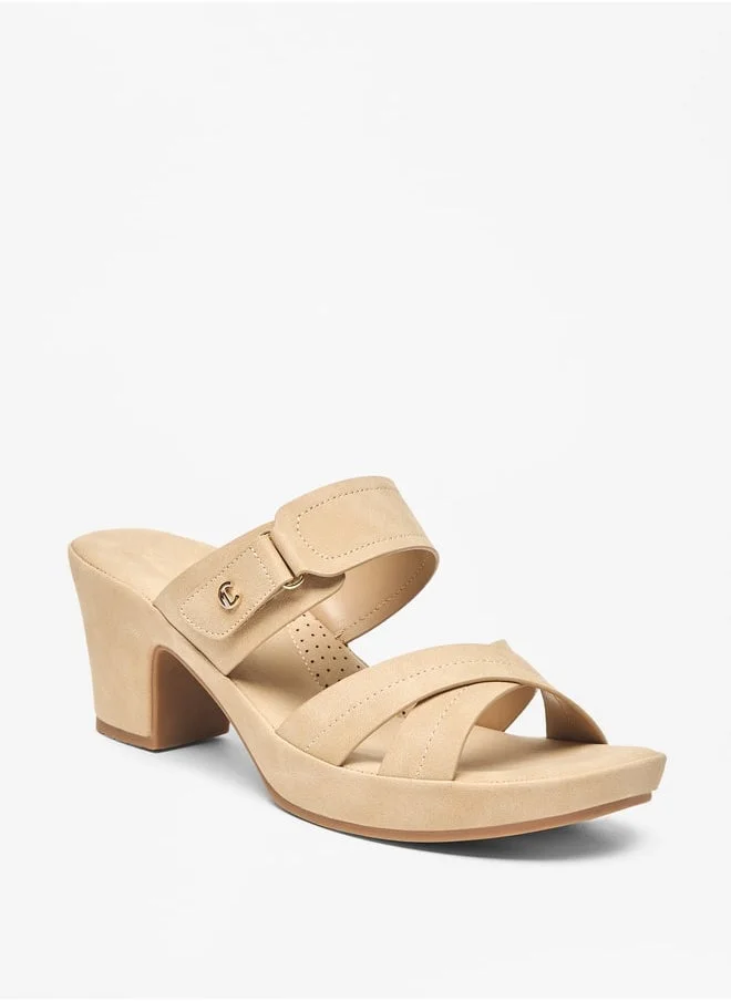 Le Confort Women's Solid Slip-On Cross Strap Sandals