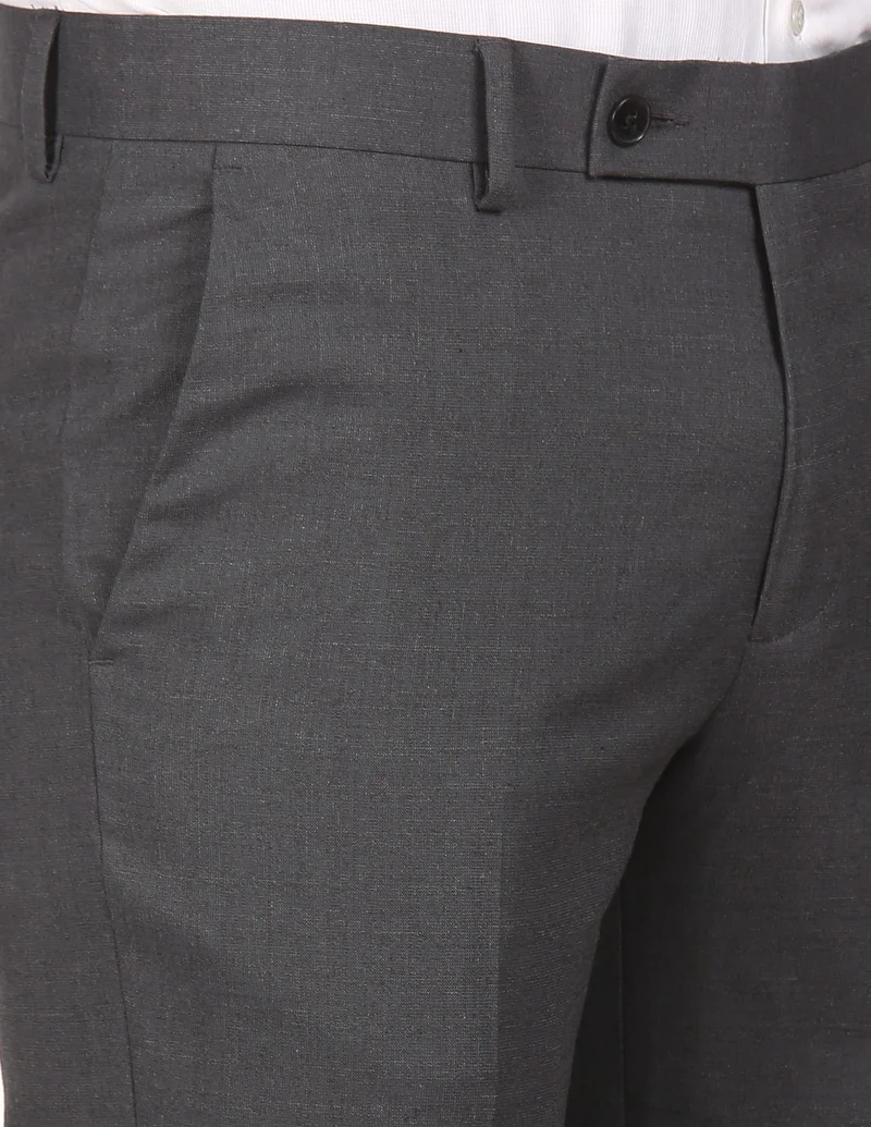 Arrow Dark Grey Hudson Tailored Fit Solid Formal Trousers for Men | Best Price UAE