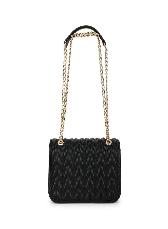 Fastrack QuiltGrid Shoulder Bag | Faux-Leather Women’s Handbag | Diamond Quilted Design | Adjustable Chain Strap | Zipper & Magnetic Closure | Gold-Finish Hardware - Image 1