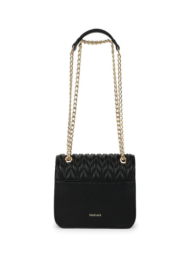 Fastrack QuiltGrid Shoulder Bag | Faux-Leather Women’s Handbag | Diamond Quilted Design | Adjustable Chain Strap | Zipper & Magnetic Closure | Gold-Finish Hardware - Image 5